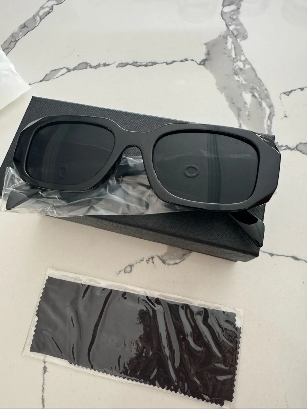 Prada Black Symbole Geometric Sunglasses